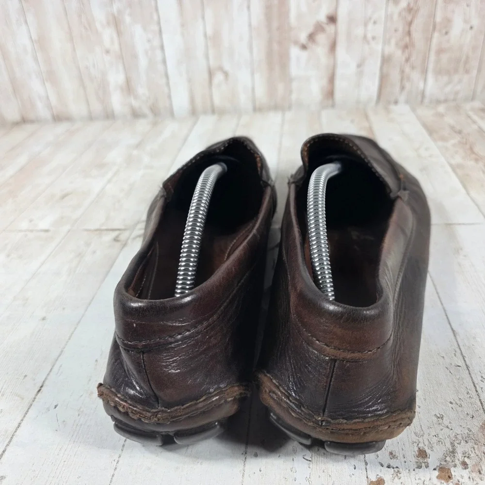 Prada Mens Brown Leather Driving Loafers Slip On Designer Moccasins Italy